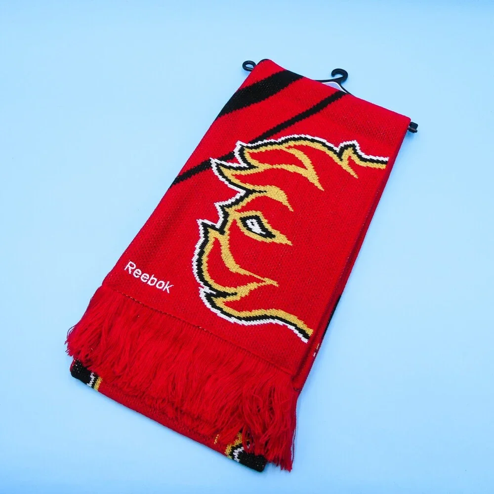 Calgary Flames Winter Scarf Adult Mens Womens Reebok Red Acrylic Knit NHL Hockey